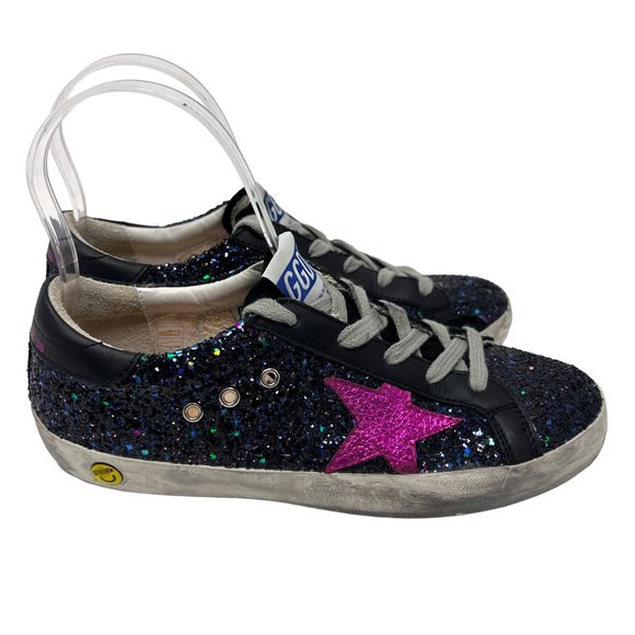 NWOB Golden Goose Superstar Kids Sneakers Galaxy Glitter Fuchsia Star Size 35 - Picture 5 of 17